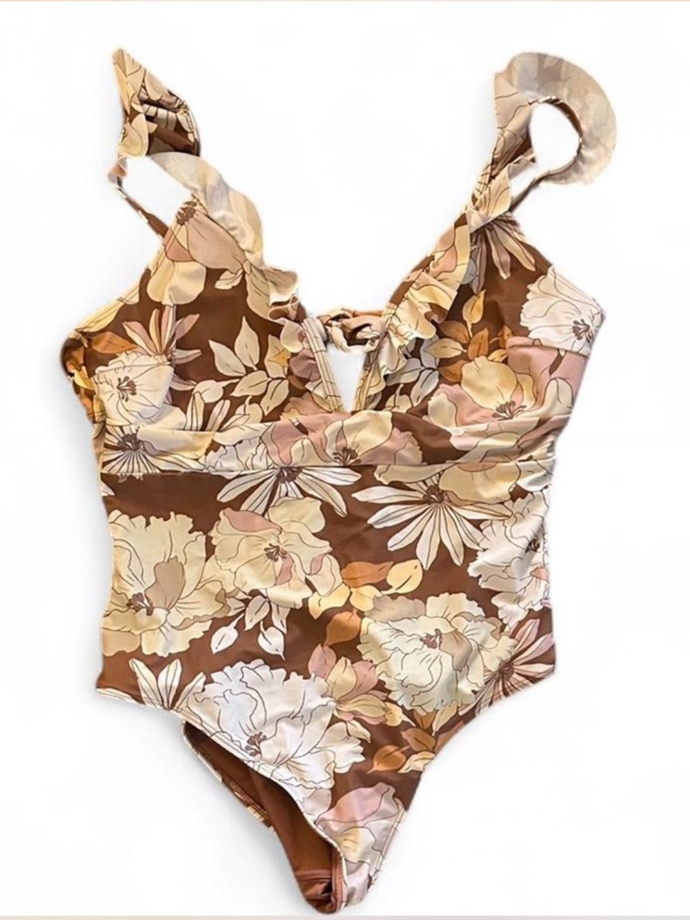 Cupshe one piece bathing suit
Cream and brown florals